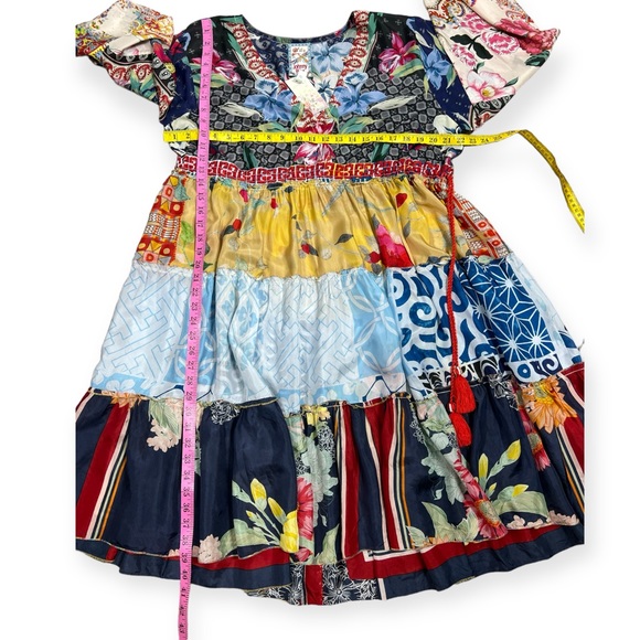 Johnny Was multicolor boho floral print patchwork silk dunas dress size XL - Picture 9 of 13